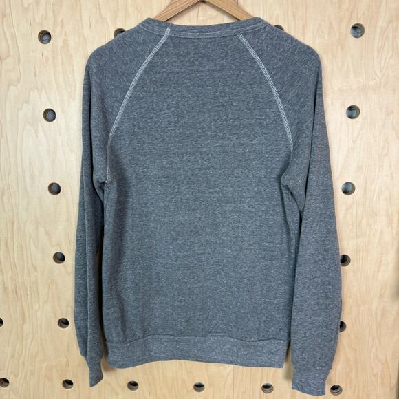 Glossier Women’s Relaxed Fit Raglan Logo Heather Gray Sweatshirt Size Small - Picture 4 of 6
